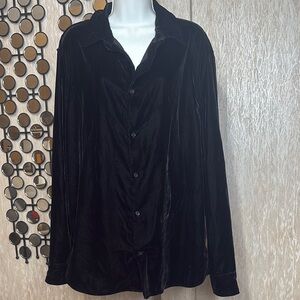 H&M Black Velvet Button Down Shirt
